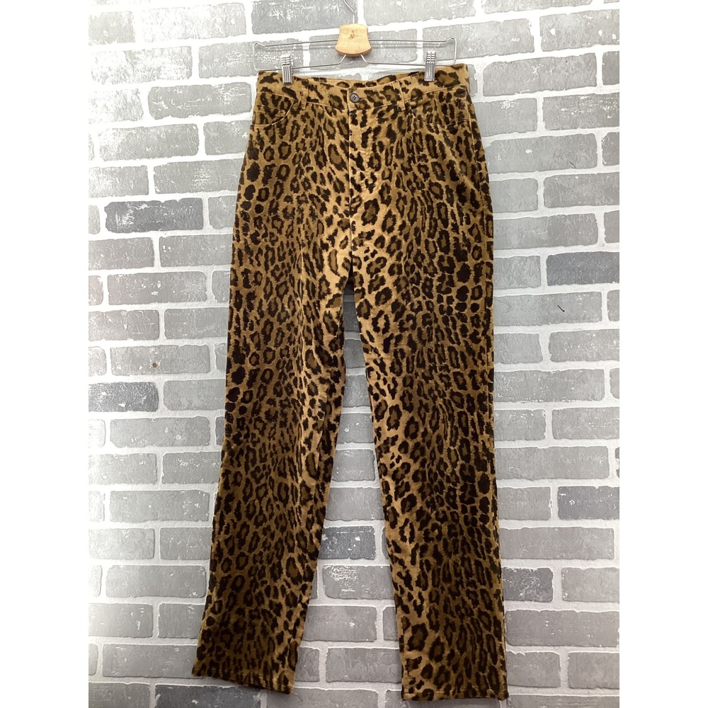Lauren Ralph Lauren Leopard Print Corduroy Pants Brown Tan Straight Leg Size 8
